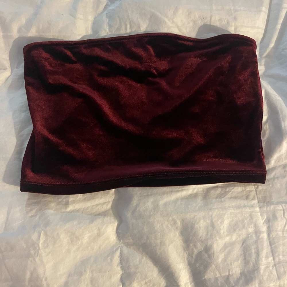 Forever 21 Rich Burgundy Velvet Bandeau Top